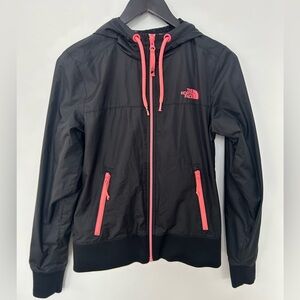 TNF The North Face Women’s Lightweight Hooded Windbreaker – Size S – Black/Pink